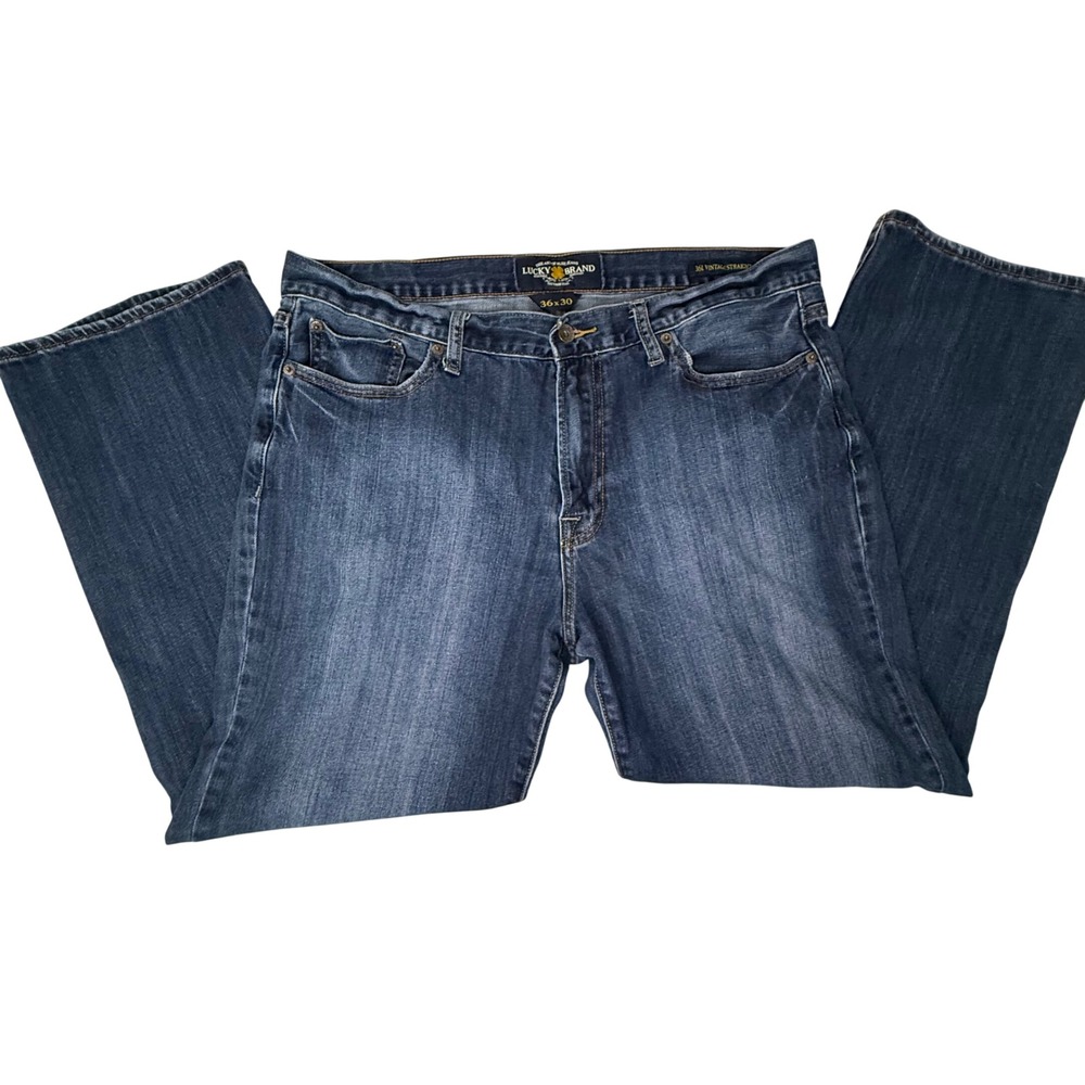 Lucky Brand 361 Vintage Straight Mens Jeans 36x30 Dark Wash Blue Denim